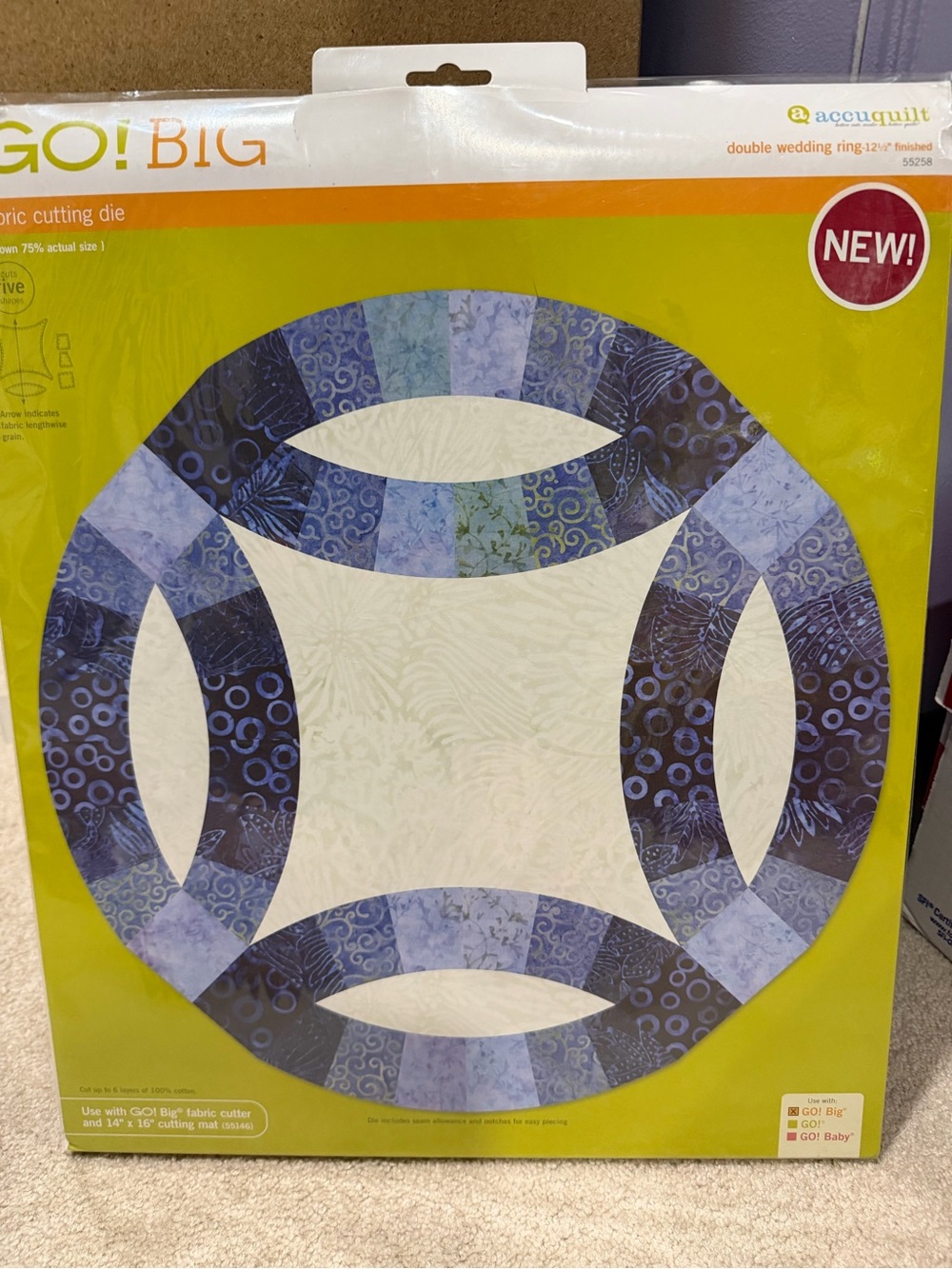 GO! Big Double Wedding Ring Fabric Cutting Die - Blue/White by AccuQuilt
